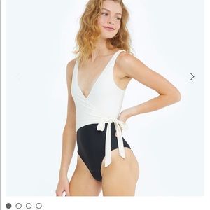 Faux wrap one piece swimsuit
